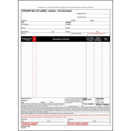 Straight Bill of Lading, 3 Ply, Carbonless