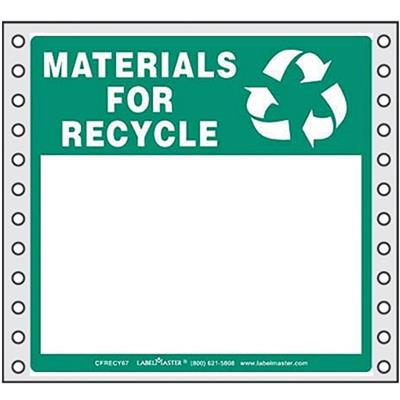 Materials for Recycle Label, Blank No Lines, Pin Feed Paper