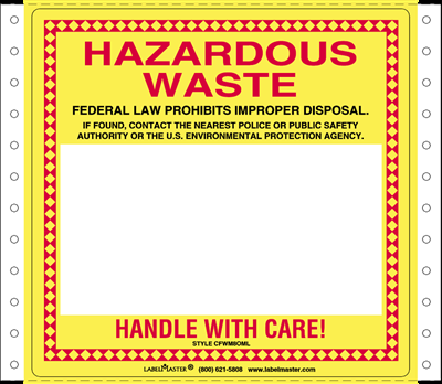 Standard Waste Label, Matte Litho, Open Box Format