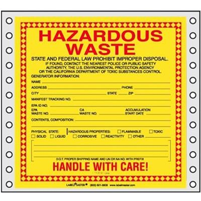 California Waste Label, Pin-Feed Vinyl