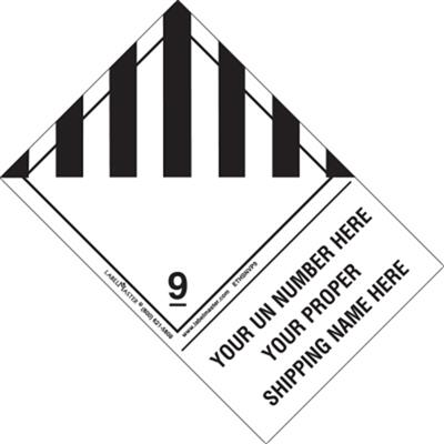 Personalized Misc Dangerous Goods Label, Shipping Name, PVC Free Film w Extended Tab