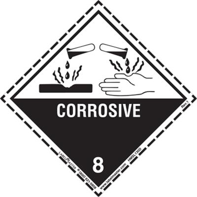 Corrosive Label, Worded, Dotted Border, Vinyl, 500ct Roll