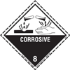 Corrosive Label, Worded, Dotted Border, Vinyl, 500ct Roll