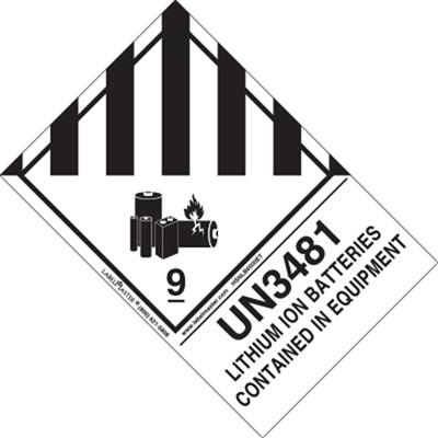 UN 3481 Lithium Ion Batteries Contained in Equipment Label , Extended, 500ct Roll