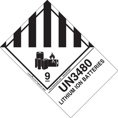 UN3480 Lithium Ion Batteries Label, Extended, 500ct Roll
