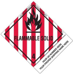 Personalized Flammable Solid Label, Shipping Name, PVC Free Film w Standard Tab
