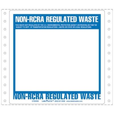 Non-RCRA Regulated Waste Label, Blank Open Box, PinFeed Paper