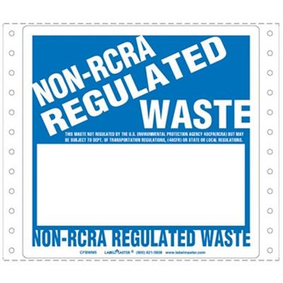 Non-RCRA Regulated Waste Label, Half Blank Pin-Feed, PVCFree Film