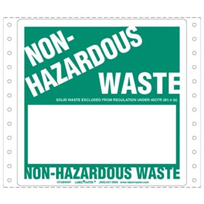 Non-Hazardous Waste Label, Blank, Half Open Box, Pin-Feed PVCF