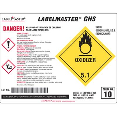 Laser Imprintable Paper Drum Label, 8-3/8" x 14-7/8", 3 Colors