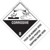 Personalized Corrosive Label, Shipping Name, PVC Free Film w Extended Tab