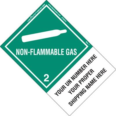 Personalized Non-Flammable Gas Label, Shipping Name, PVC Free Film with Jumbo Tab