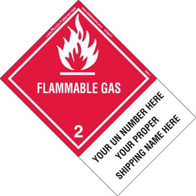 Personalized Flammable Gas Shipping Name, Paper, Extended Tab Label