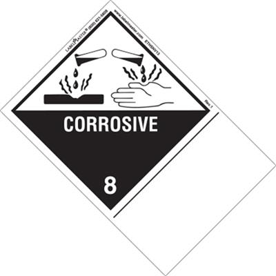 Corrosive Label, Blank, Shipping Name, PVCF w Extended Tab