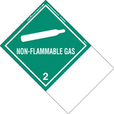 Non-Flammable Gas, Blank, PVC-Free Film, Extended Tab Label