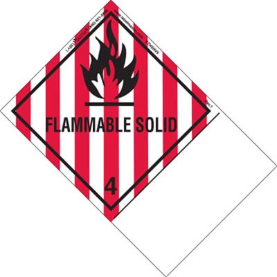 Flammable Solid Label, Blank, Vinyl w Extended Tab