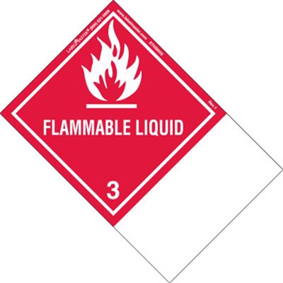 Flammable Liquid Label, Blank, Vinyl with Extended Tab