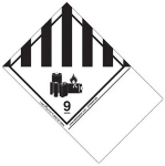 Hazard Class 9 Lithium Battery Label, Blank, Extended, Vinyl, 500ct Roll