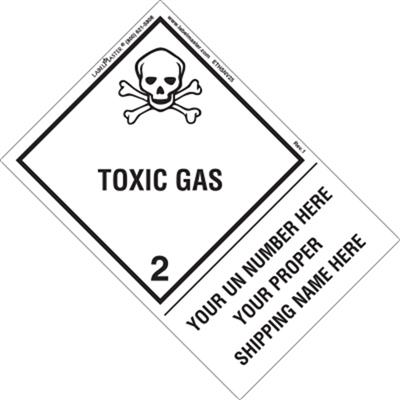 Personalized Toxic Gas Label, Shipping Name, PVC Free Film, Extended Tab