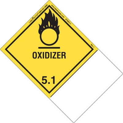 Oxidizer Label, Blank, Shipping Name, Paper w Extended Tab