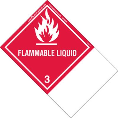 Flammable Liquid Label, Blank, Paper with Extended Tab