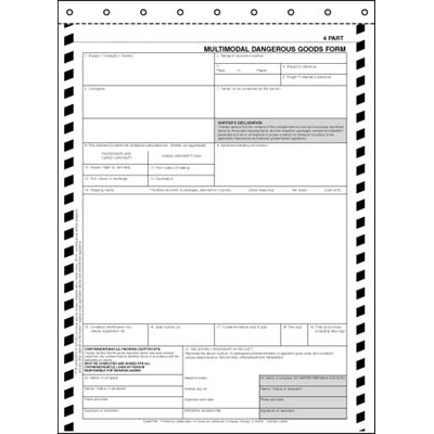 MultiModal Dangerous Goods Form, Snap Out 4 Part - 100 Pack