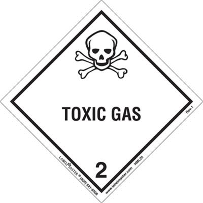Toxic Gas Label, Worded, PVC Free Film, 500ct Roll