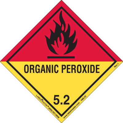 Organic Peroxide Label, Worded, Vinyl, 500ct Roll