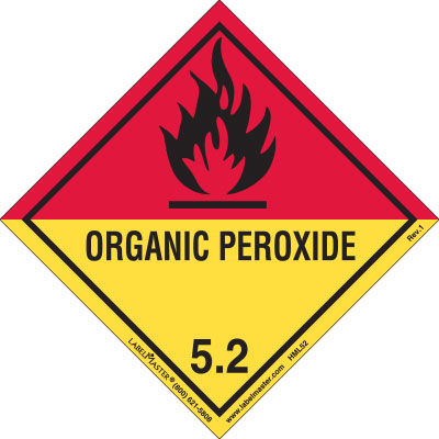 Organic Peroxide Label, Worded, Paper, 500ct Roll