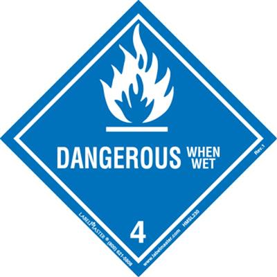 Dangerous When Wet Label, Worded, Paper, 50 Pack