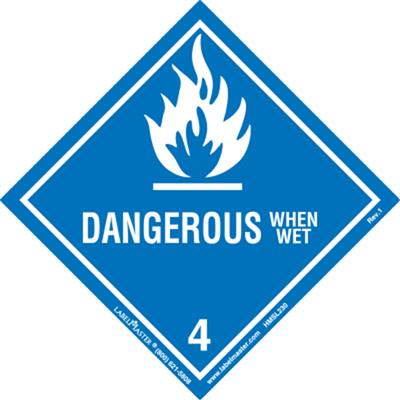 Dangerous When Wet Label, Worded, Vinyl, 500ct Roll