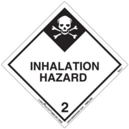 Inhalation Hazard Label, Worded, Vinyl, 500ct Roll