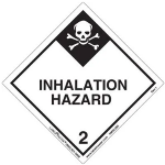Inhalation Hazard Label, Worded, Vinyl, 500ct Roll