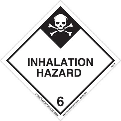 Inhalation Hazard Label, Worded, PVC Free Film, 25 Pack