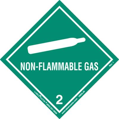Non-Flammable Gas Label, Worded, Vinyl, 500ct Roll