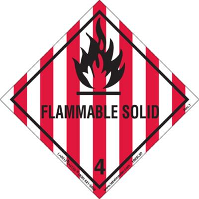 Flammable Solid Label, Worded, Paper, 500ct Roll