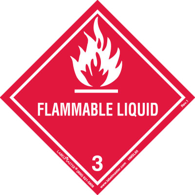 Flammable Liquid Label Worded Vinyl 500ct Roll