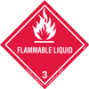 Flammable Liquid Label, Worded, Paper, 100ct Roll