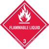 Flammable Liquid Label, Worded, Paper, 500ct Roll