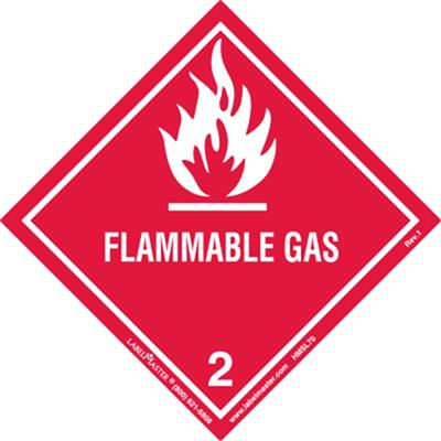 Flammable Gas Label, Worded, Vinyl, 500ct Roll