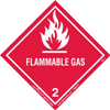 Flammable Gas Label, Worded, Paper, 50ct