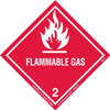 Flammable Gas Label, Worded, Paper, 100ct Roll