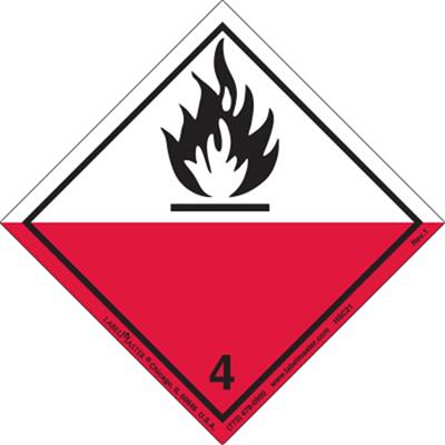 Spontaneously Combustible Label, International, PVC Free Film, 25ct