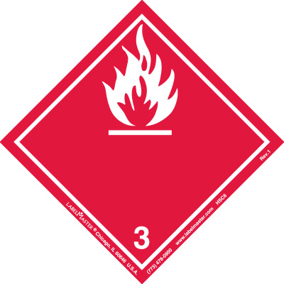 Flammable Liquid, International, Paper Label