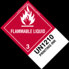 Flammable Liquid Label, UN 1210 Printing Ink, Paper, Extended Tab