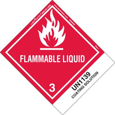 Flammable Liquid, UN 1139 Coating Solution, Paper Label