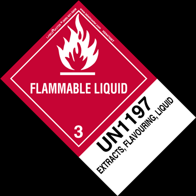 Flammable Liquid Label, UN 1197 Extracts, Flavouring, Extended