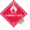 Flammable Liquid Label, UN 1090 Acetone, Paper with Standard Tab