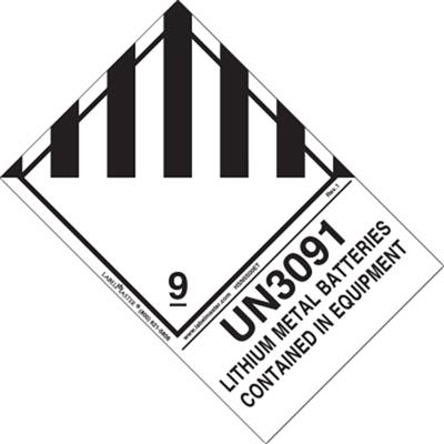 UN 3091 Lithium Metal Batteries Contained in Equipment Label