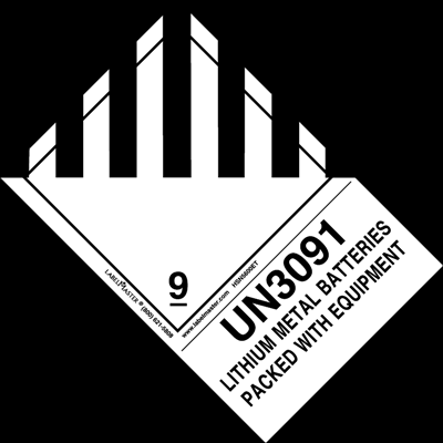 UN 3091 Lithium Metal Batteries Packed with Equipment Label